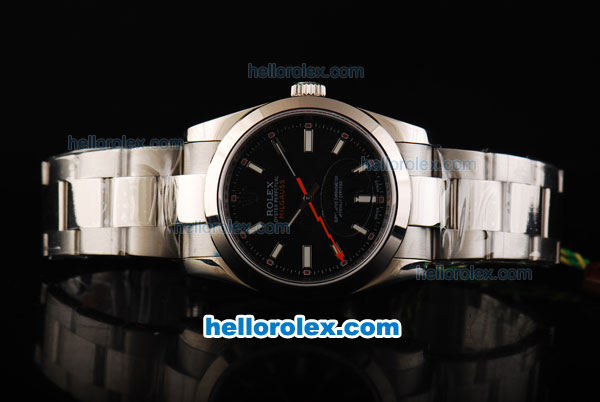 Rolex Milgauss Oyster Perpetual Swiss ETA 2836 Automatic Movement Full Steel with Black Dial and White Stick Markers - Click Image to Close